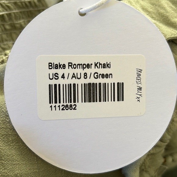 Princess Polly Blake Romper Khaki Green - 🌸🌺NEW w/tags - Picture 6 of 6